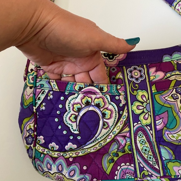 Vera Bradley Paisley Print Purse Zippered Closure Purple and Teal - Picture 8 of 16